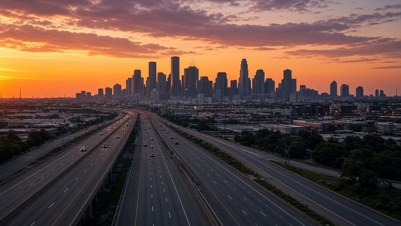 Houston highway and skyline