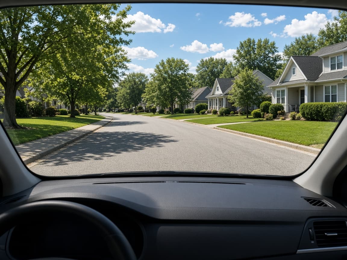View through a newly installed windshield